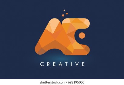 AE Letter With Origami Triangles Logo. Creative Yellow Orange Origami Design Letters.