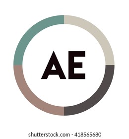 AE letters, four colors in abstract background logo, design identity in circle, alphabet letter