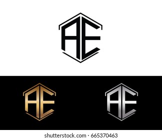 AE letters linked with hexagon shape logo