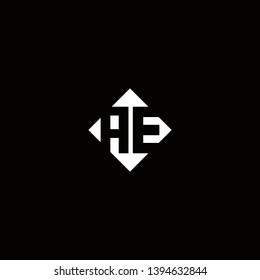 AE Logo Capital Modern of Negative Space Square Designs Template with Black Background