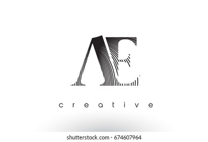 AE Logo Design With Multiple Lines. Artistic Elegant Black and White Lines Icon Vector Illustration.