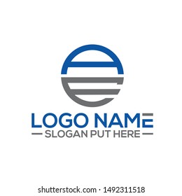 AE Logo. Letter Design Template Vector Illustration with Blue and Gray Colors.