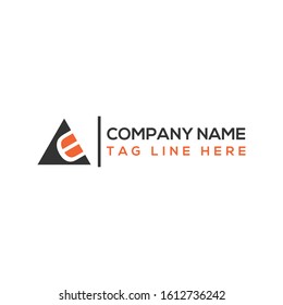 AE Logo. Letter Design Vector with Orange and Black Colors.
