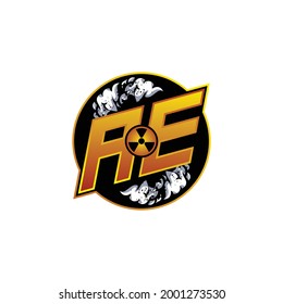AE Logo Monogram Gaming mit Gas Shape Designs Vorlage Vektorsymbol modern
