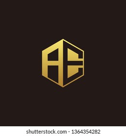 AE Logo Monogram with Negative space gold colors