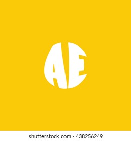 AE Logo. Vector Graphic Sphere Branding Letter Element. Orange Background
