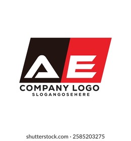 AE Modern Business Logo Design in Red and Black, AE Professional Company Branding Logo for Marketing and Identity, Creative AE Letter Corporate Logo with Bold Design
