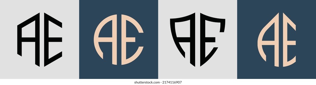 Paquete vectorial de diseño de logotipo de letra inicial moderno de AE. Será adecuado para qué empresa o nombre de marca inician esas iniciales.
