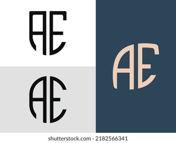 AE modern initial letter logo design vector bundle. It will be suitable for which company or brand name start those initial.