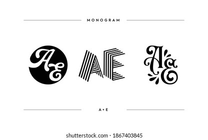 AE monogram isolated in white. Stock vector wedding invitation, poster, background. Monogram a and E.