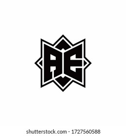AE monogram logo with square rotate style outline design template