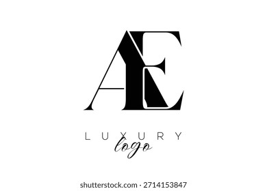 Logotipo de tipografia de monograma de letra serifa AE para identidade de marca premium elegante