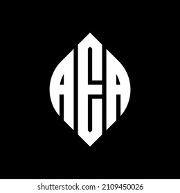 Diseño del logotipo de la letra circular AEA con forma de círculo y elipse. Letras de elipse AEA con estilo tipográfico. Las tres iniciales forman un logotipo de círculo. AEA Circle Emblem Resumen Letra monograma vector.
