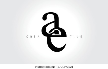 Logotipo elegante del monograma del serif de AEae – Letra tipográfica minúscula de lujo para la marca moderna