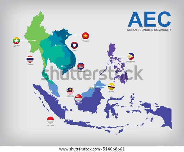 Aec Asean経済コミュニティの地図 のベクター画像素材 ロイヤリティフリー