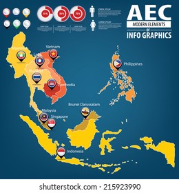 AEC Asean Economic Community World Map.