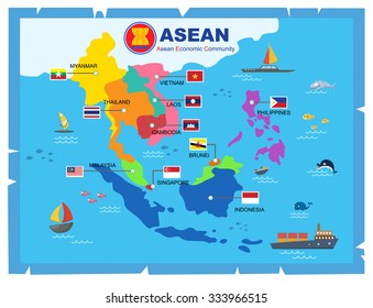 AEC asean economic community world map.vector illustration