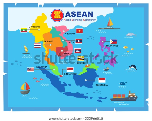Aec Asean経済コミュニティの世界地図 ベクターイラスト のベクター画像素材 ロイヤリティフリー