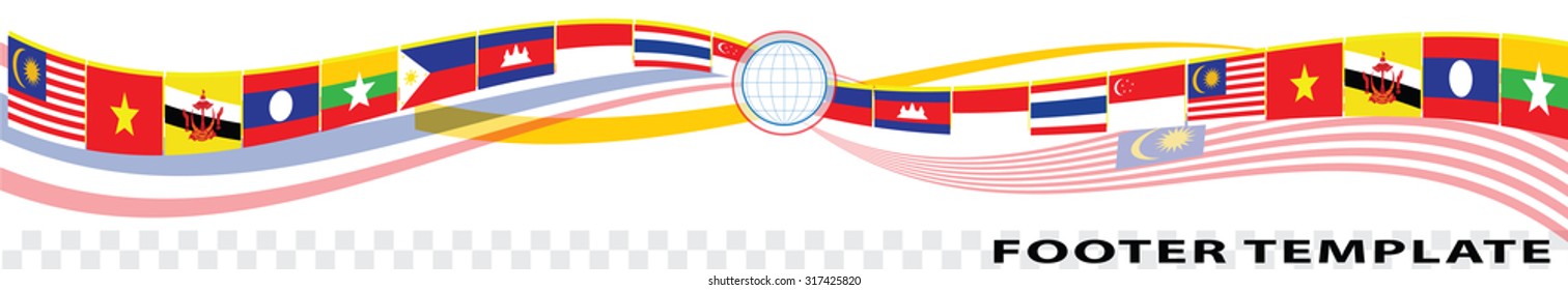 AEC Or Asia Economic Community Or ASEAN South Easr Asia Flag Illustrator Or Business Forum, For Design Present Template Header Or Footer, Background In Vector. Easy To Modify.