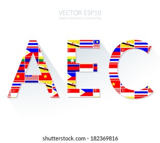 AEC letter of AEC flag, vector illustration