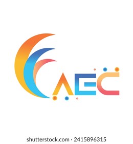 Diseño del logotipo de la tecnología de letras AEC sobre fondo blanco. El concepto de logotipo de negocio de la carta con iniciales creativas de AEC. Logo de monograma superior de AEC y tipografía para marca de tecnología, negocios e inmobiliaria.
