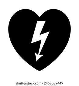 AED Automated External Defibrillator Black Icon,Vector Illustration, Isolate On White Background Label. EPS10