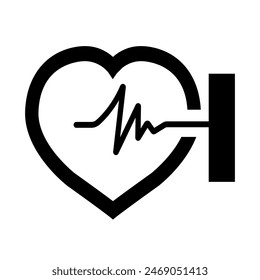 AED Automated External Defibrillator Black Icon,Vector Illustration, Isolate On White Background Label. EPS10