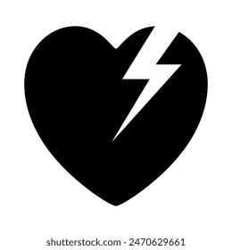 AED Automated External Defibrillator Black Icon,Vector Illustration, Isolate On White Background Label. EPS10