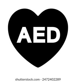 AED Automated External Defibrillator Black Icon,Vector Illustration, Isolate On White Background Label. EPS10