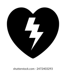 AED Automated External Defibrillator Black Icon,Vector Illustration, Isolate On White Background Label. EPS10