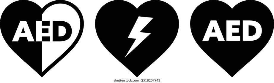 AED (Automated External Defibrillator) black icon