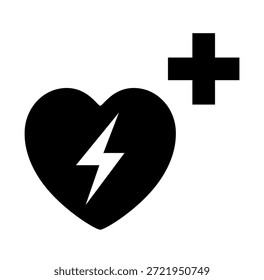 AED Automated External Defibrillator Black Icon, Ilustração De Vetor, Isolar No Rótulo De Fundo Branco. EPS10