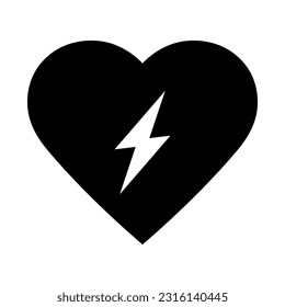 AED automated external defibrillator icon symbol with heart and flash