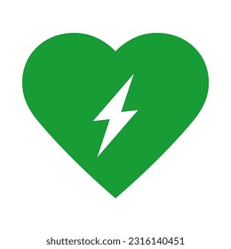 AED automated external defibrillator icon symbol with heart and flash