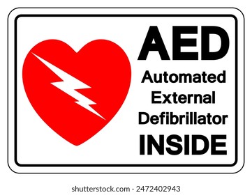 AED Automated External Defibrillator Inside Symbol Sign, Vector Illustration, Isolate On White Background Label .EPS10