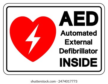AED Automated External Defibrillator Inside Symbol Sign, Vector Illustration, Isolate On White Background Label .EPS10