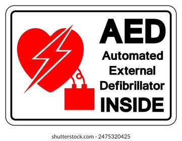 AED Automated External Defibrillator Inside Symbol Sign, Vector Illustration, Isolate On White Background Label .EPS10