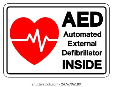 AED Automated External Defibrillator Inside Symbol Sign, Vector Illustration, Isolate On White Background Label .EPS10
