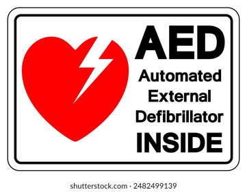 AED Automated External Defibrillator Inside Symbol Sign, Vector Illustration, Isolate On White Background Label .EPS10