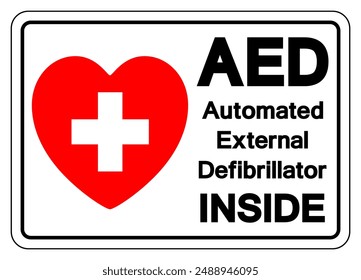 AED Automated External Defibrillator Inside Symbol Sign, Vector Illustration, Isolate On White Background Label .EPS10