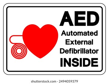 AED Automated External Defibrillator Inside Symbol Sign, Vector Illustration, Isolate On White Background Label .EPS10