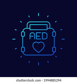 AED, automated external defibrillator line icon
