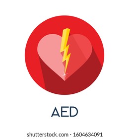 AED  automated external defibrillator  long shadow flat style medic icon illustration