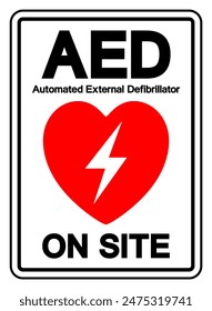 AED Automated External Defibrillator On Site Symbol Sign, Vector Illustration, Isolate On White Background Label .EPS10