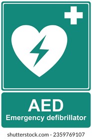 AED Automated External Defibrillator | Safe Condition Signs | Safety Signs AED Emergency defibrillator