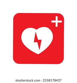 AED, automated external defibrillator AED sign with heart. AED vector icon. Emergency design eps 10