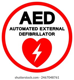 AED Automated External Defibrillator Symbol Sign, Vector Illustration, Isolate On White Background Label .EPS10