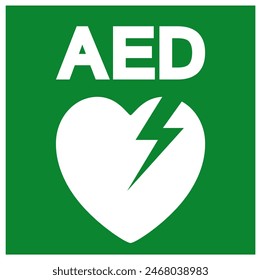 AED Automated External Defibrillator Symbol Sign, Vector Illustration, Isolate On White Background Label .EPS10