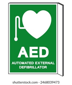 AED Automated External Defibrillator Symbol Sign, Vector Illustration, Isolate On White Background Label .EPS10
