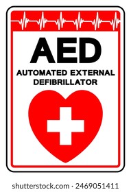AED Automated External Defibrillator Symbol Sign, Vector Illustration, Isolate On White Background Label .EPS10